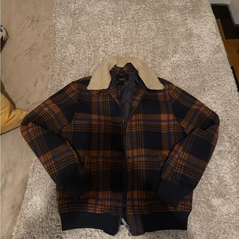 Berska Men's Plaid Jacket with Sherpa Collar